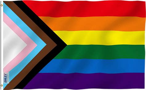 Anley Fly Breeze 3x5 Feet Progress Pride Rainbow Flag Vivid Color And Fade Proof Canvas