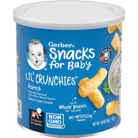 Gerber Snacks For Baby Lil Crunchies Ranch Puffs 148 Oz Canister
