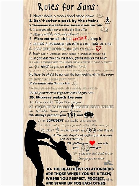 Rules For Sons Poster For Sale By Kissablecrafts Redbubble