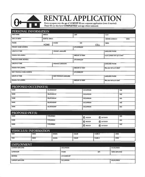 Printable Apartment Application Form Printable Forms Free Online