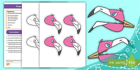 Peg Flamingo Craft Template And Instructions Twinkl