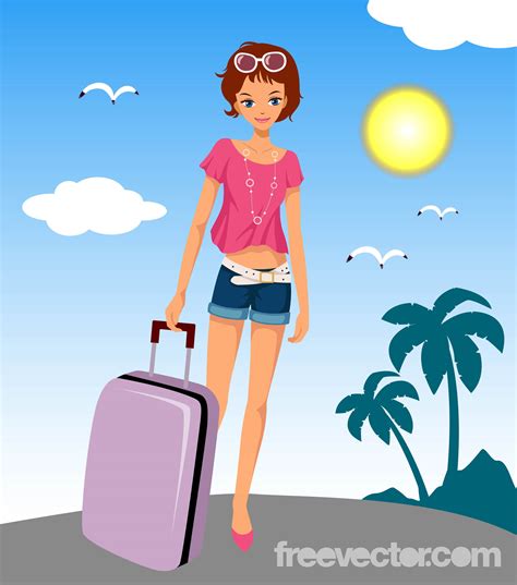 Explore The World With Girl Traveling Clipart