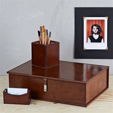 What is a leather desk pad? Leather Desk Organiser Set By Life Of Riley ...