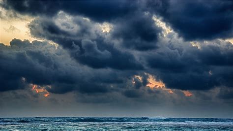 Download Wallpaper 1920x1080 Clouds Sea Storm Gloomy