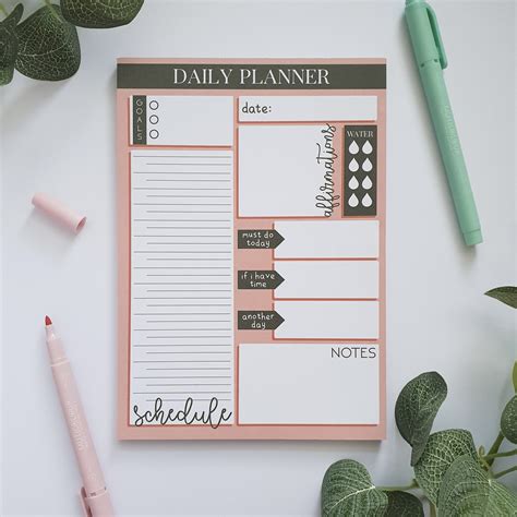 A Daily Planner Schedule Aesthetic Notepad Lifestyle Etsy
