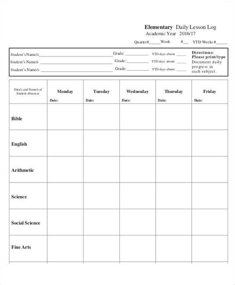Daily Lesson Log Template Free Printable Ms Word Format Sample Vrogue