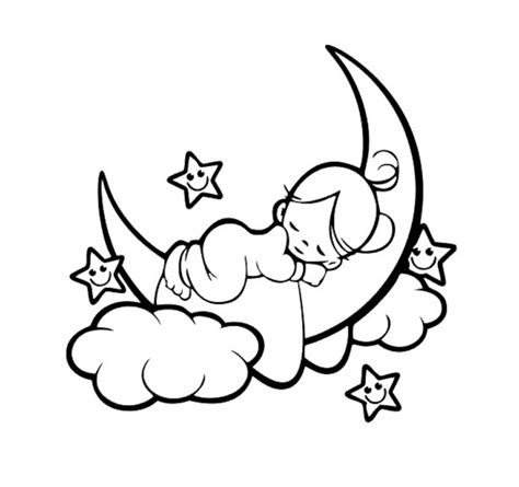 Moon Girl Cute Newborn Baby Girl Sleeping On Moon Silhouette Etsy