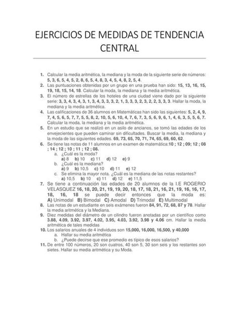 Ejercicios De Medidas De Tendencia Central HECTOR ALFREDO LOYA ZAPIEN