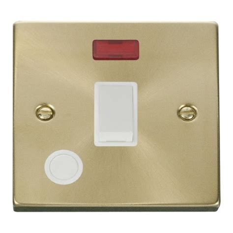 Click Deco Victorian Satin Brass 20a 1 Gang Double Pole Switch With