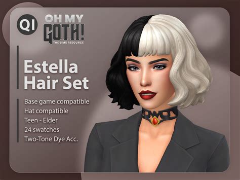 The Sims Resource Oh My Goth Estella Hair Set