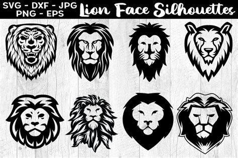 Lion Face Silhouettes Lion Face Svg Eps Png
