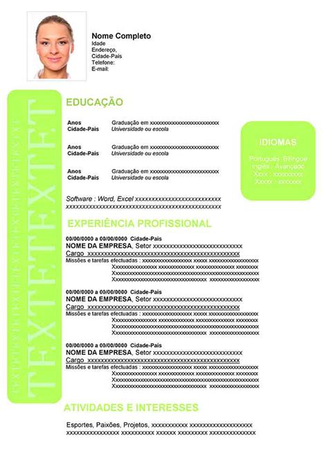 Curriculo Vite Em Português Curriculum Vitae Em Portugues Curriculum