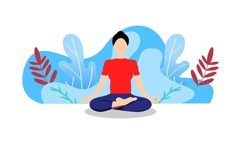 Womens Meditation In Lotus Pose Yoga Illustration Vector
