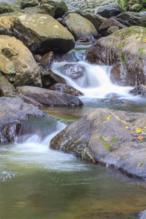 Waterfall And Rocks Covered With Moss Stock Image Image Of Beauty