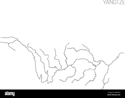 Map Of Yangtze River Drainage Basin Simple Thin Outline Vector