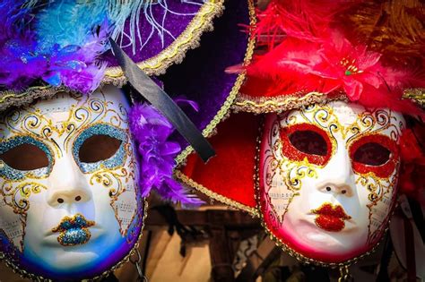 premium photo bright venetian carnival masks italy masquerade in venice