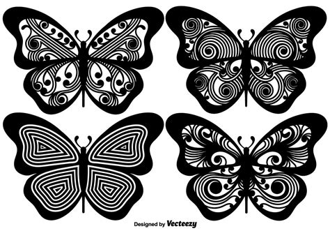 Silhouettes De Papillons Ornées De Vecteur 148799 Telecharger