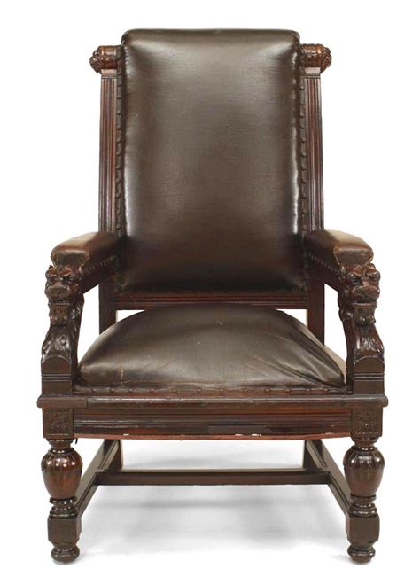 Yaheetech barrel chair faux leather club chair accent arm chair modern style tub chair for for living room black. English Victorian High Back Leather Judges Chairs For Sale at 1stDibs