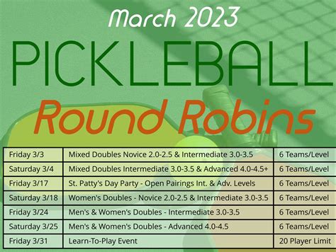 Sportime Schenectady announces March round-robin schedule