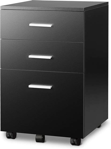 Devaise 3 Drawer Mobile File Cabinet Wood Filing Cabinet