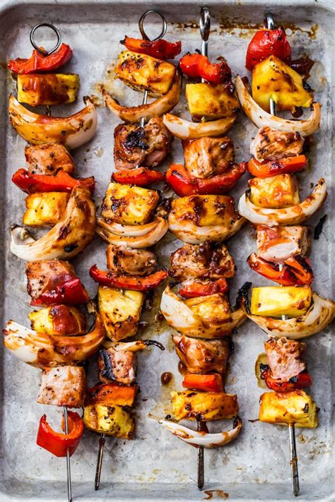 Red bell pepper pieces or red onion pieces to alternate with the sausage and zucchini. Sweet and Tangy Pork Kabobs // and a Video - Jelly Toast