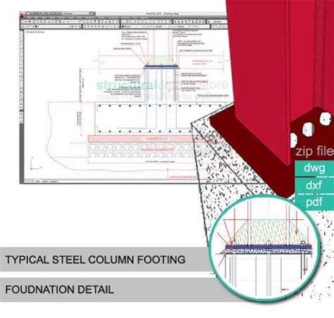 Steel Column Footing Foundation Detail Structuraldetails Store