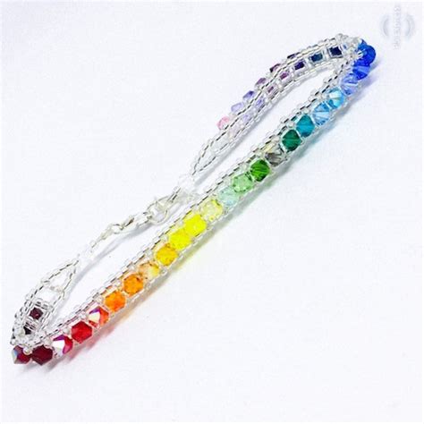 Swarovski Bicone Crystal Spectrum Rainbow Beaded Bracelet Etsy