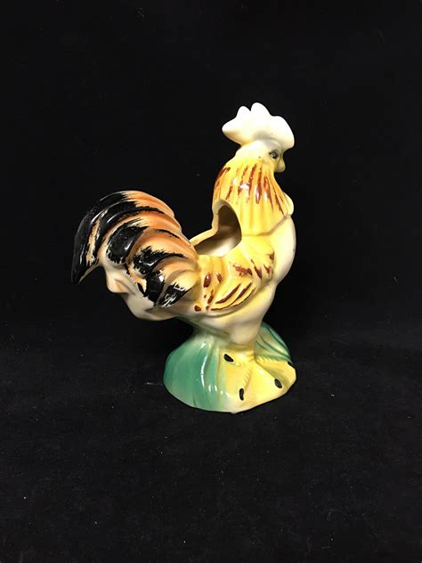 Vintage Ceramic Rooster Planterutensil Holder