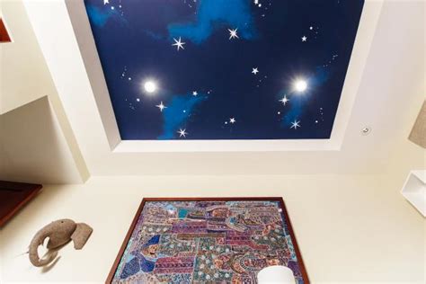 Artificial sky, world's largest sky ceilings made from acoustic ceiling tiles, led skylights and virtual sky ceiling panels for windowless environments. Night Sky Ceiling Mural In Neutral Nursery | HGTV