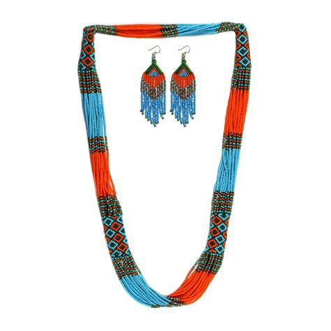 Native American Style Beaded Necklace Boho Native Handmade Seed Bead