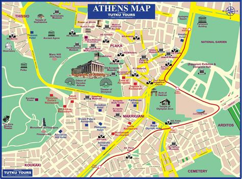 Atene Mappa Della Città Mappa Turistica Di Atene Grecia Grecia