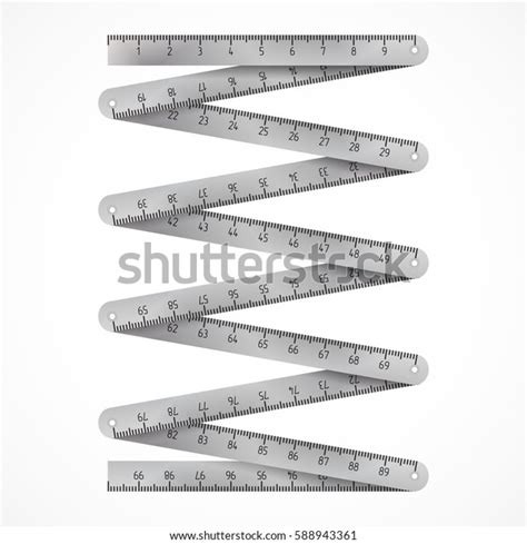 Metallic Folding Ruler Yardstick Measuring Tool Stock Vector Royalty