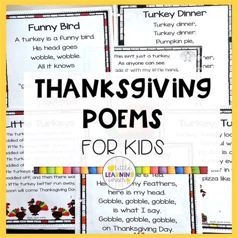 The Best Thanksgiving Poems For Kids Little Learning Corner