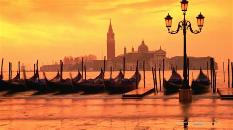 Gondolas And San Giorgio Maggiore Island Venice Italy Italy Travel