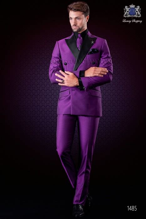 Italian Double Breasted Purple Fashion Groom Suit Ottavio Nuccio Gala