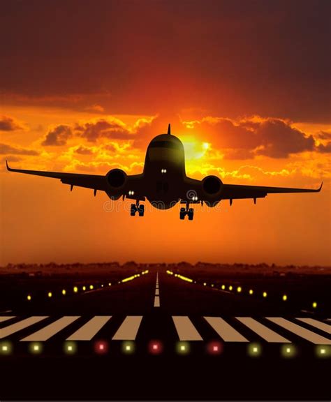 Airplane Takeoff Sunset