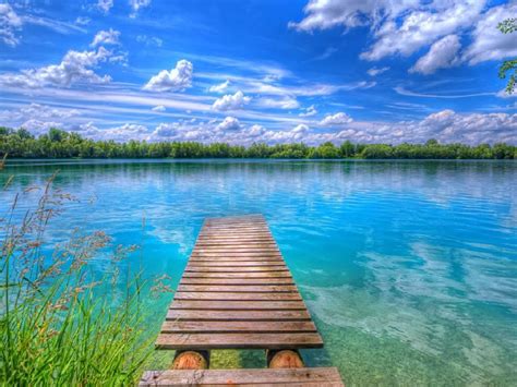 Background Beautiful Nature Lake Blue Sky With White Clouds Hd Wallpaper