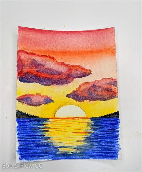 Drawing Beginner Easy Sunset Watercolor Painting Watercolor Sunset
