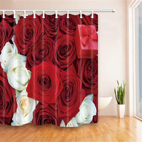 3d Creative Art Wedding Decoration Red Rose Bathroom Curtain Shower Curtain Waterproof Mildew