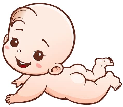 Bebê Bonito Dos Desenhos Animados Aprender A Engatinhar Vetor Premium