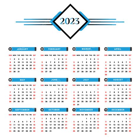 Gambar Kalender 2023 Dengan Bentuk Geometris Unik Berwarna Biru Langit
