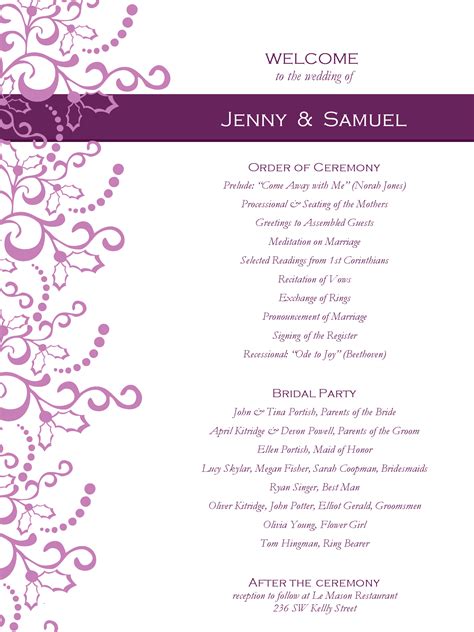 / there are quite a few themes to. Wedding Program Templates Free | WeddingClipart.com ...