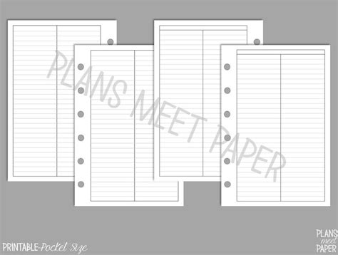 Printable Pocket Size Planner Basics Insert Pack Clean Multifunctional
