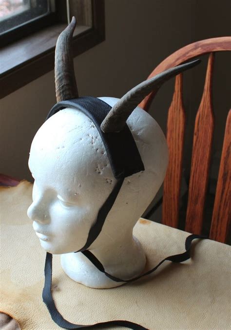 Real Wearable Domestic Goat Horns On Deerskin Leather Headband