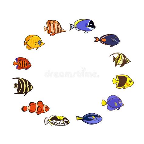 Cute Fish Vector Illustration Icons Set Tropical Fish Sea Fish