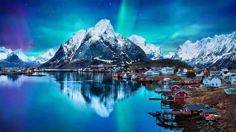 4k Reflection Snow Adventure Reine Stars Europe Norway Houses
