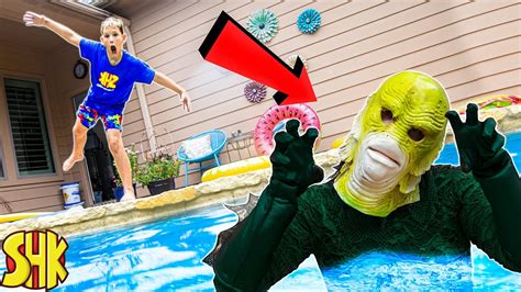 Sneaking A Sea Monster Into The Swimming Pool Challenge Youtube