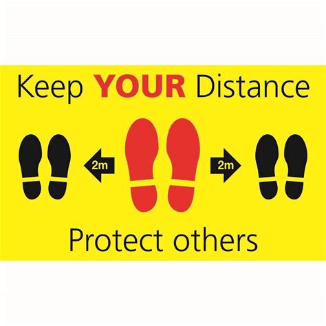 Keep Your Distance Safety Floor Stickers Yellowblackred 300 X 500mm