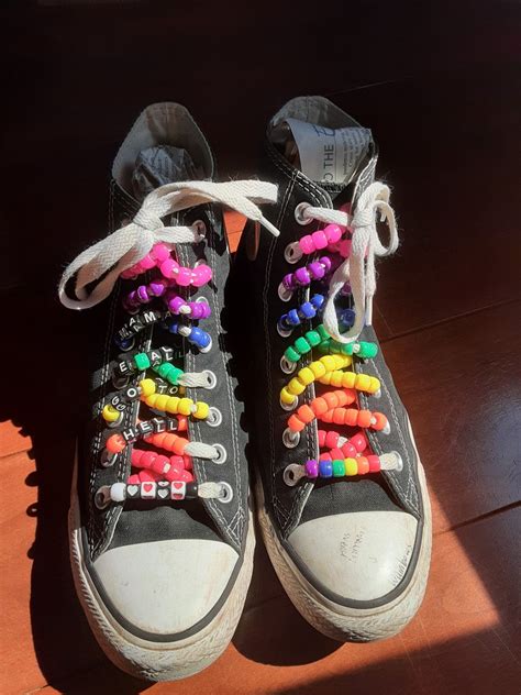 Emoscene Kandi Converse Shoe Laces Decorated Shoes Grunge Shoes