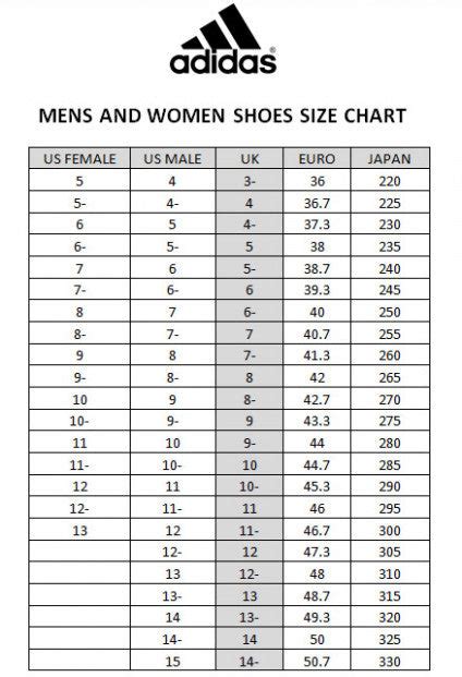 Adidas Shoes Size Chart Boaters Closet